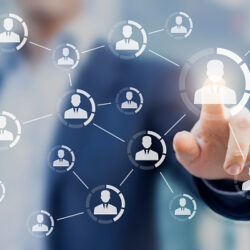 Professional networking concept with icons of business people connected together symbolizing a team or a group of colleagues
